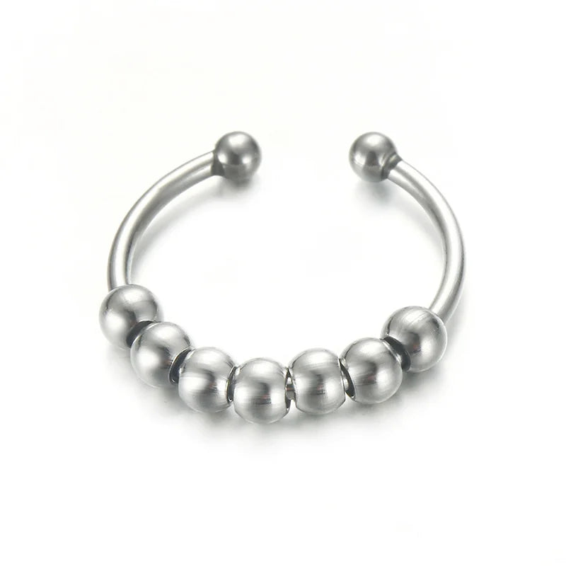 Stainless Steel Balls Beads Rings for Girls women  Rotate Freely  Antistress Spiral Bead Rotate esthetic Jewlery