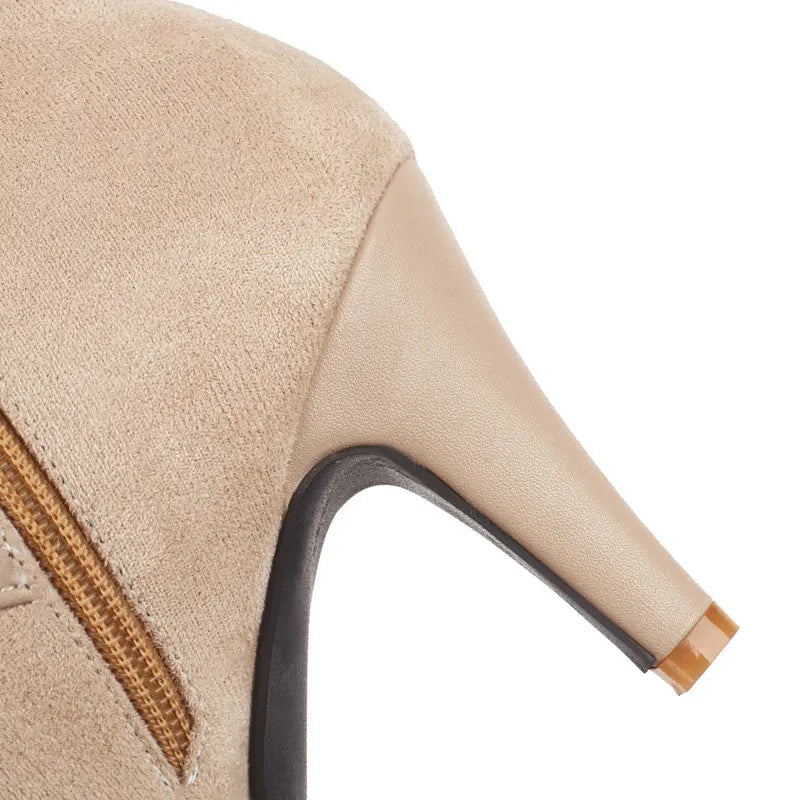 REAVE CAT Sexy Women Ankle Boots Big Size 46 47 Pointed Toe Autumn Flock Suede Shoes Party Elegant Bota 33 34