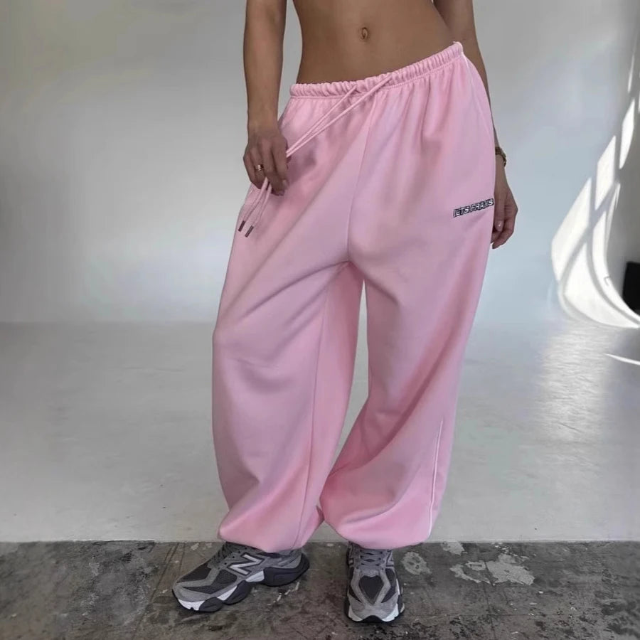 American Black Retro Hip-Hop Oversized Woman Fashion Streetwear Casual Sweatpants Loose Jogging Pants High Waist Wide-Leg Pants