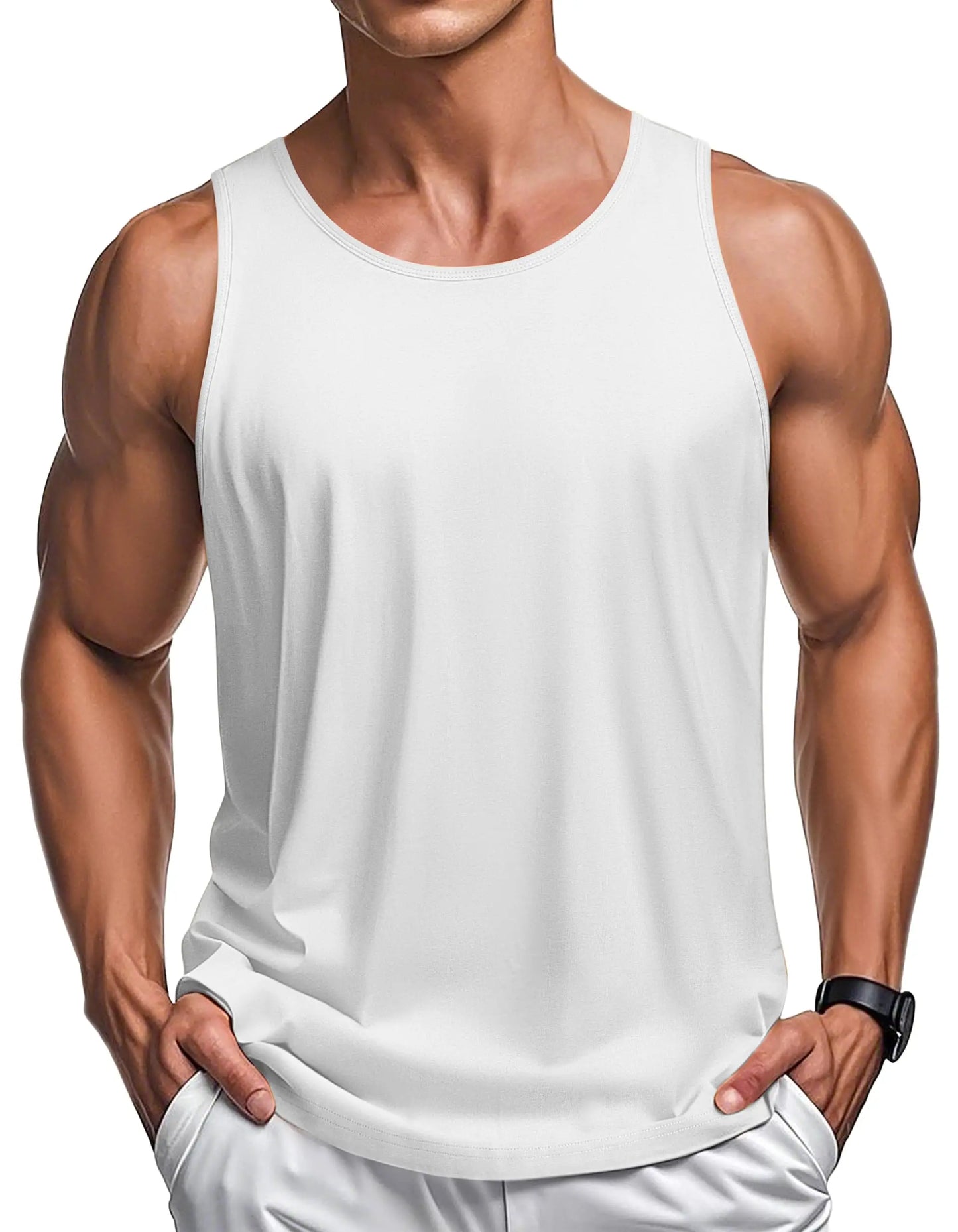 MAGCOMSEN Men's Tank Tops Cotton Sweat-wicking Breathable Muscle Sports Sleeveless Shirt Gym Exercise Outdoor Sports and Beach