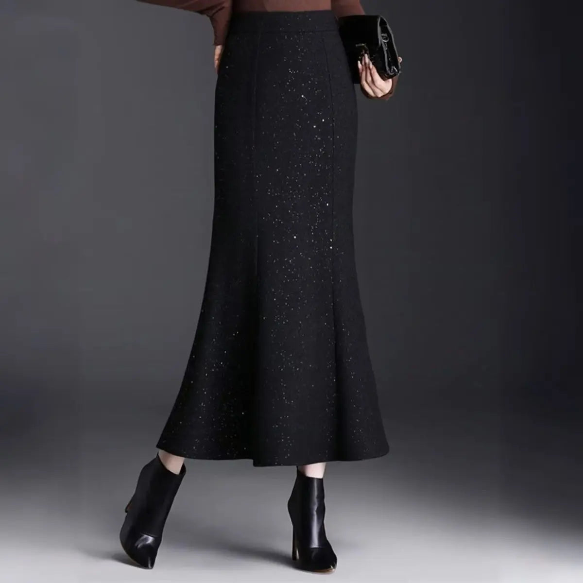 Spring  Autumn Fashionable Shiny Silk Fishtail Skirt High Waist New Skirt Mid-length Skirt Women