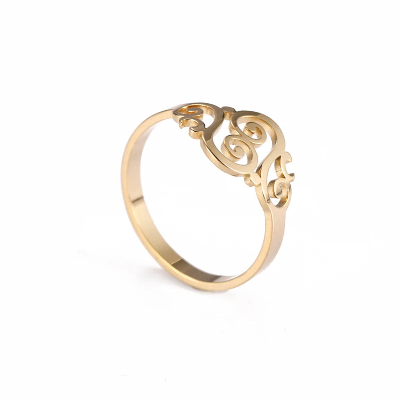 Stainless Steel Hollow Peach Heart Rings For Women Propose Engagement Wedding Ring Vintage Jewelry Anillos Valentine's Day Gift