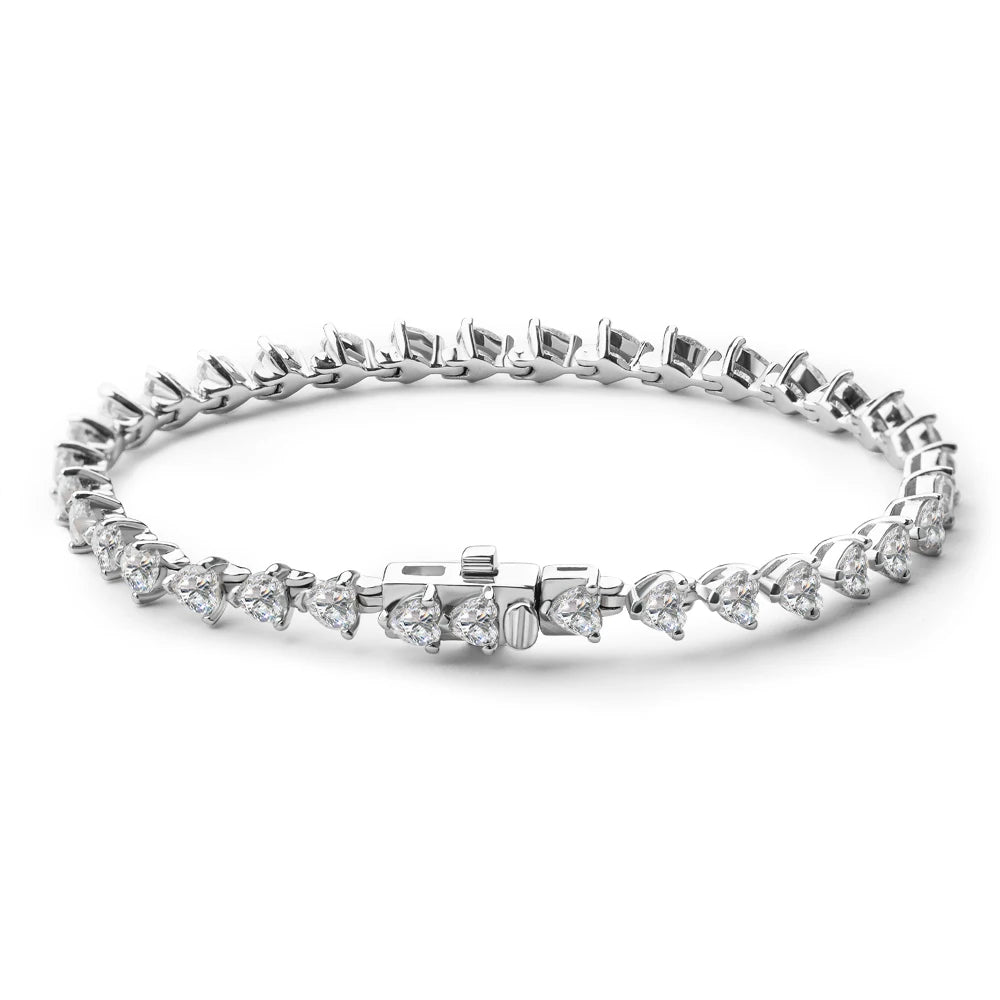 MUXIFC 3mm Heart Cut Moissanite Tennis Bracelet for Women Lab Diamond GRA Certified D VVS1 Link Bangle 925 Silver Luxury Jewelry