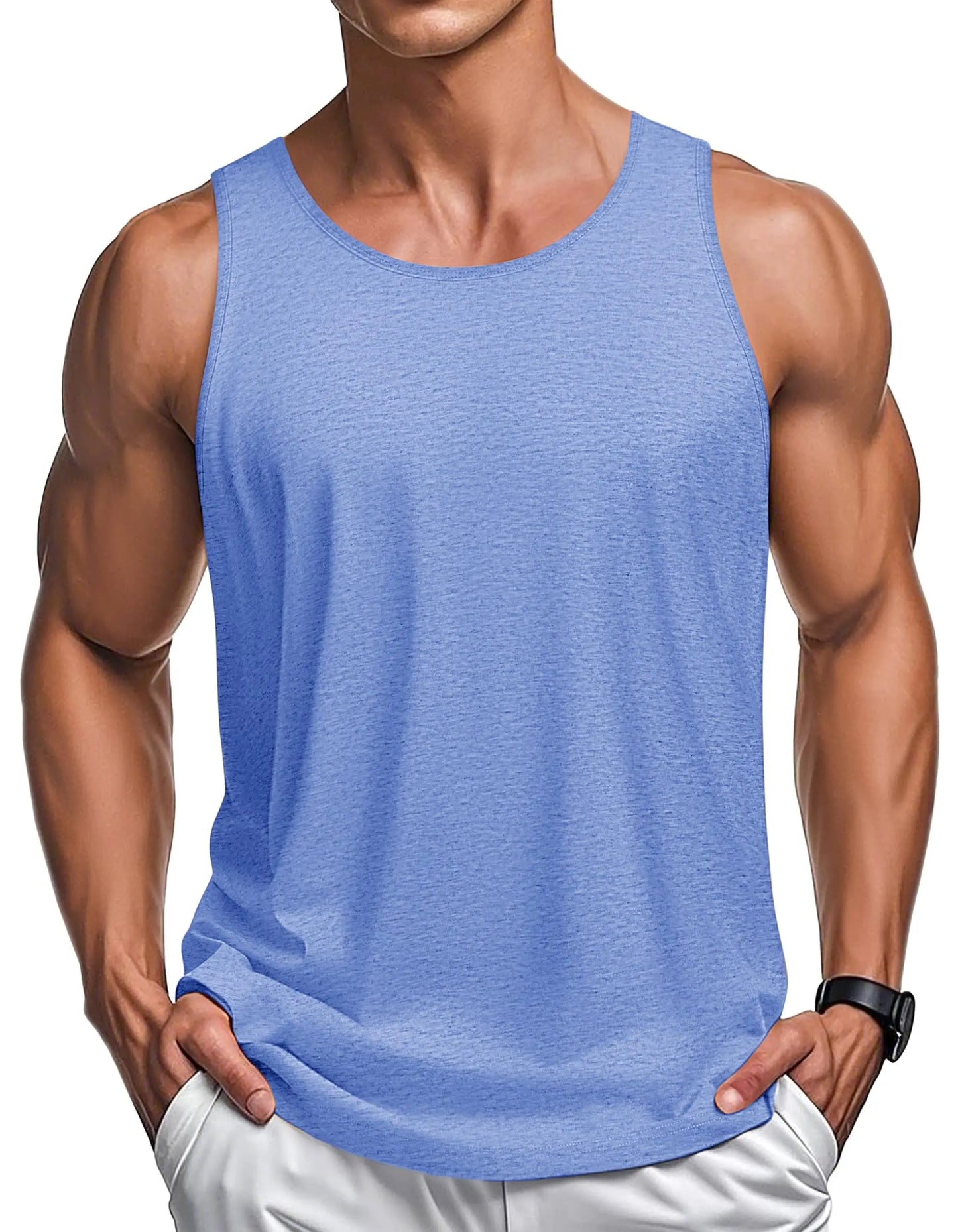 MAGCOMSEN Men's Tank Tops Cotton Sweat-wicking Breathable Muscle Sports Sleeveless Shirt Gym Exercise Outdoor Sports and Beach