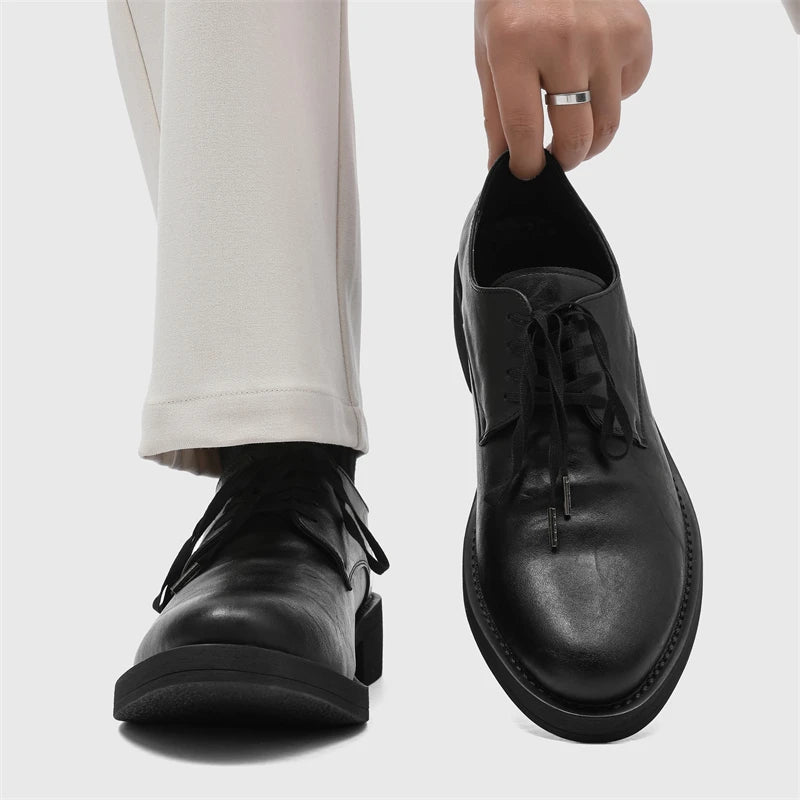 British Style Men's Leather Shoes Pointed Luxury Leather Dress Shoes Versatile Couples Interview Commuting Men's Casual Shoes