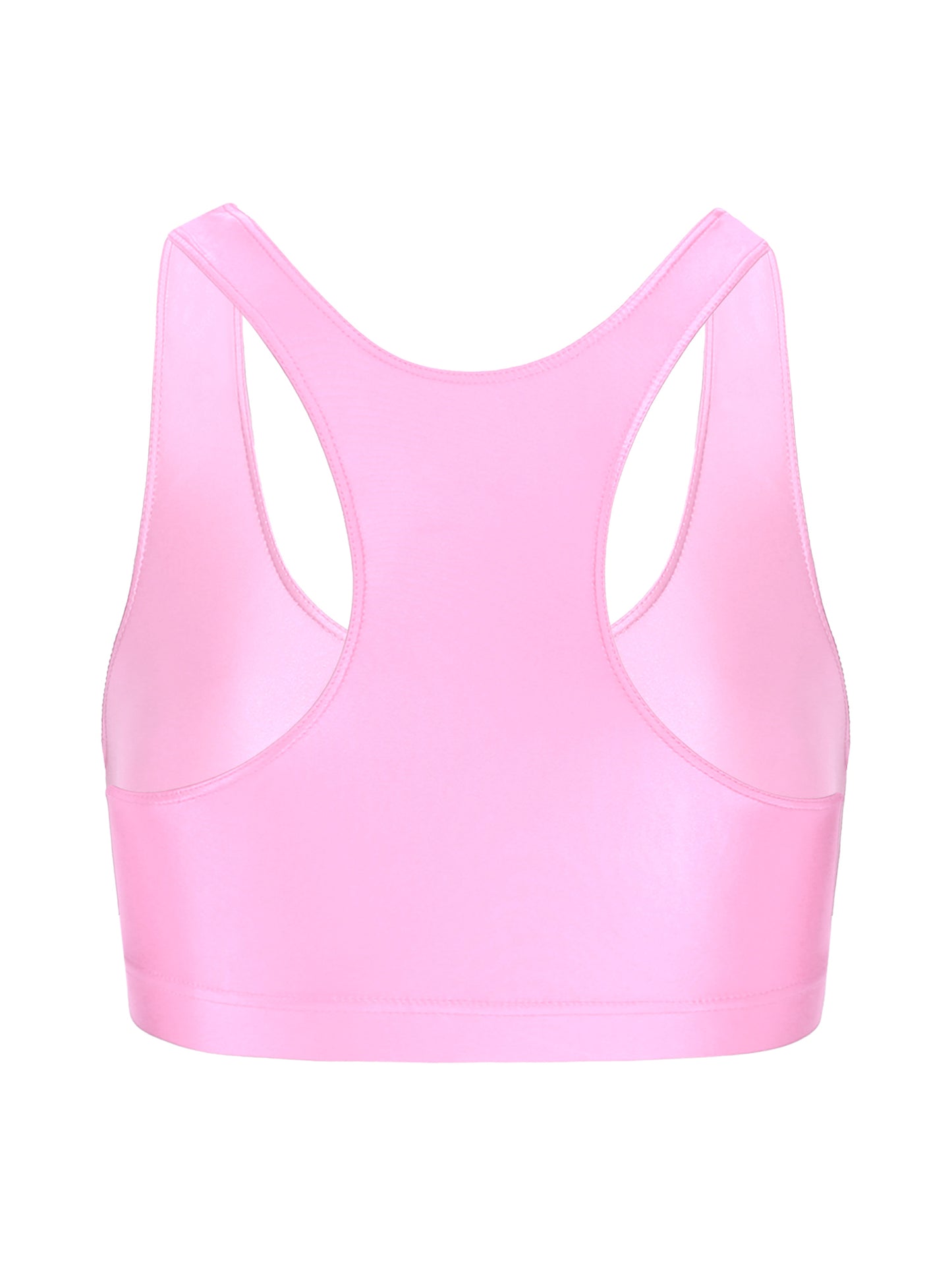 Women Glossy Swimsuit Outfit Oil Shiny Camis Crop Top Sports Fitness Smooth Tank Tops T-shirt With Panties Boxer Shorts Swimwear