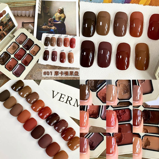 9 Colors Solid Nail Polish Palette Peelable UV/LED Polish Lacquer Salon Gel Nail Art Varnish Thanksgiving Gifts