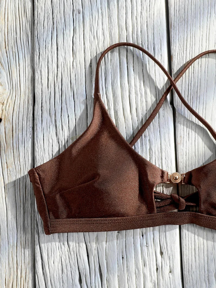 Miyouj Bandage Swimwear Summer Swimsuit High Cut Bikini Set Solid Sexy 2-Piece Suit New Bathsuit Hollow Out Thongs Beachwear