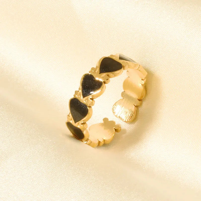 Elegant Ring Enamel Stainless Steel Rings For Women Men Accessories Flower Plant Jewelry Open Adjustable Real Gold Plated Bagues