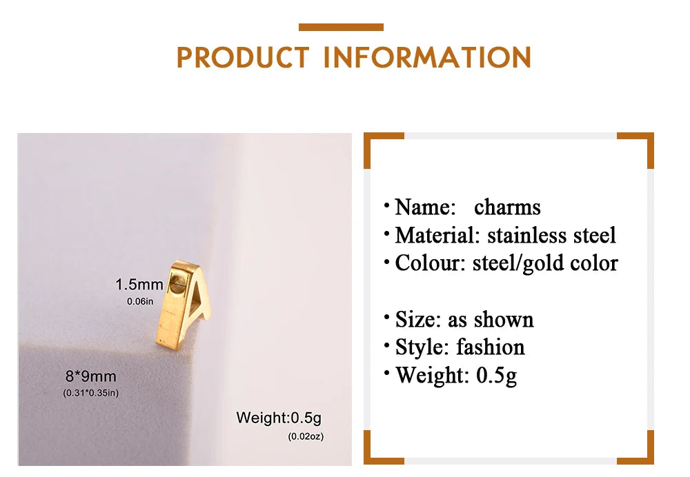 EUEAVAN 5pcs Stainless Steel A-Z Letter Alphabet Charms Pendant for Necklace Earrings Bracelets Jewelry Making DIY Accessories