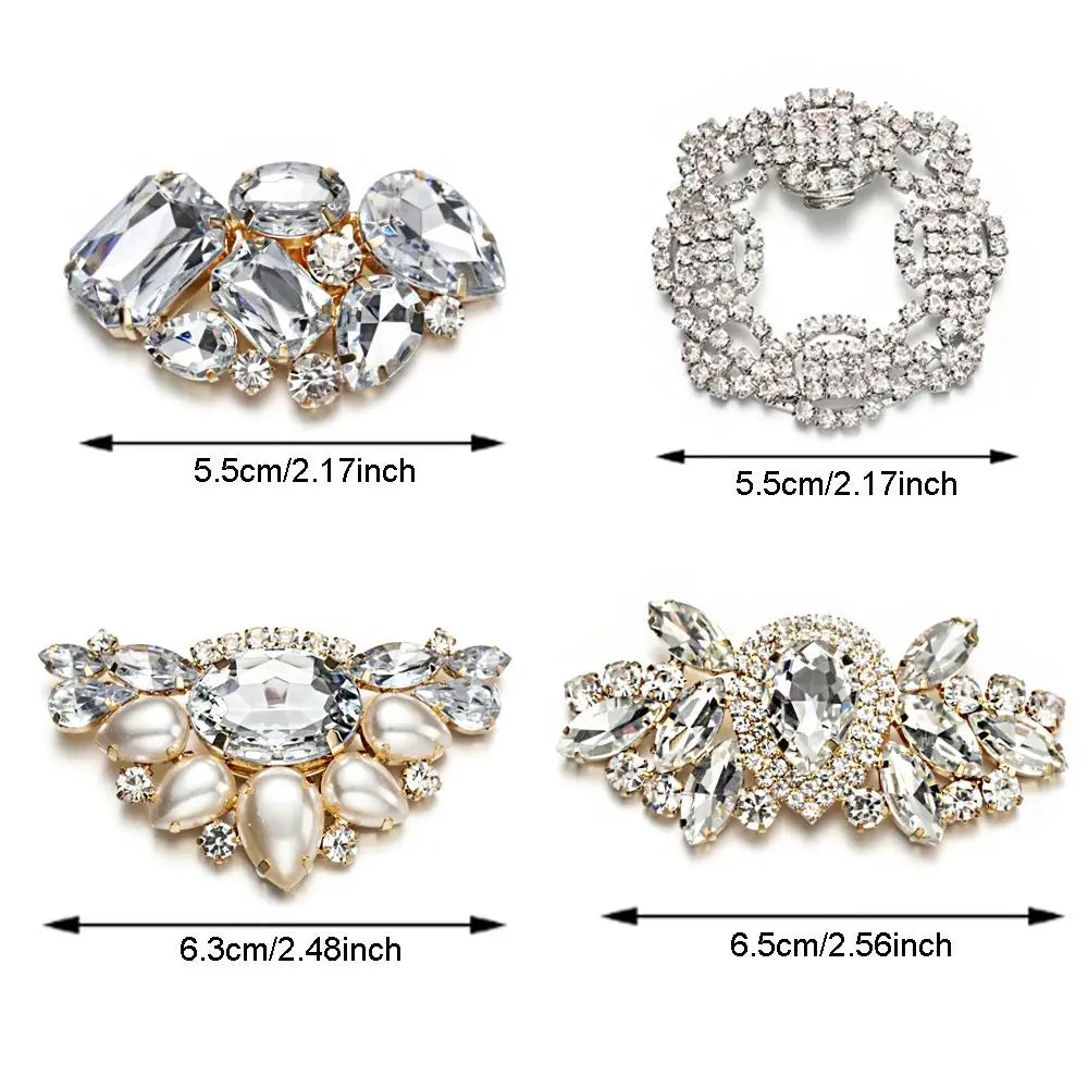 1Pair Detachable Shoes Decorations Shiny Crystal Shoes Clip Charm Buckle Rhinestone Brooch Women Bag Pendant Bride Accessories