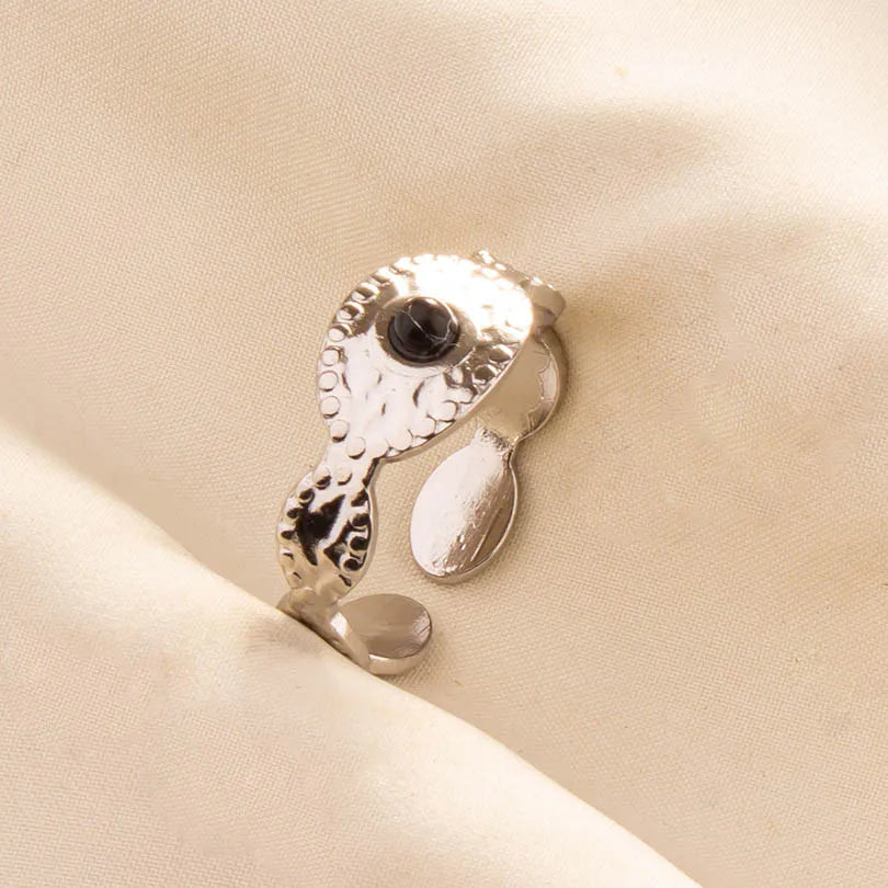 5PCS Boho Turquoise Rings Hippie Stainless Steel White Gemstone Adjustable Rings Women Girls Gift Knuckle Rings Bohemian Jewelry