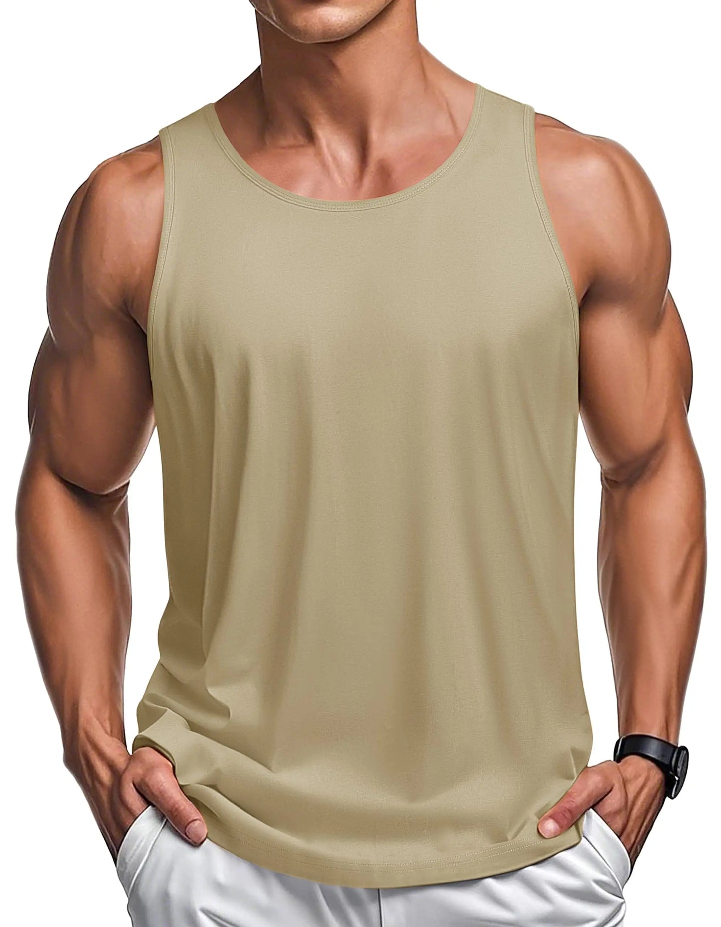 MAGCOMSEN Men's Tank Tops Cotton Sweat-wicking Breathable Muscle Sports Sleeveless Shirt Gym Exercise Outdoor Sports and Beach