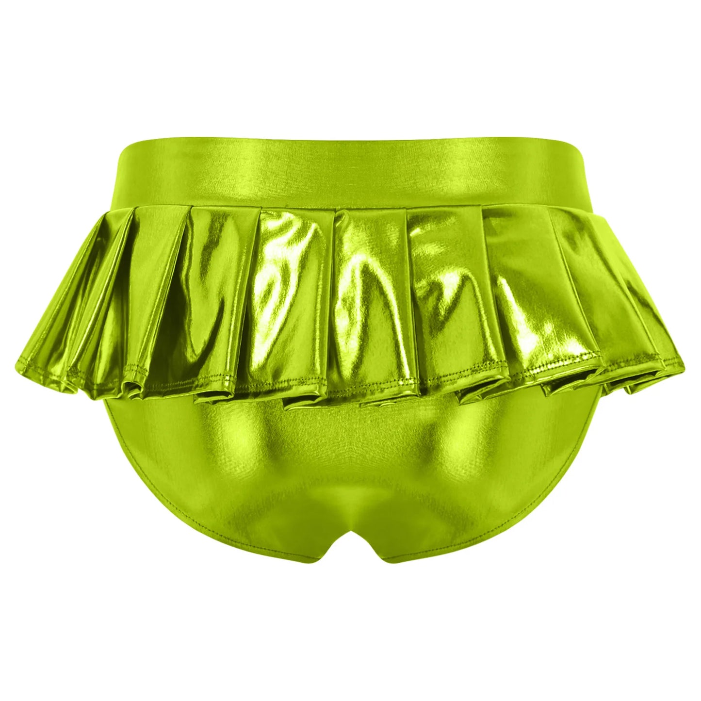 Womens Metallic Shiny Mini Skirt Elastic Waistband Pleated Skirted Underwear Culottes Micro Miniskirts Rave Party Nightclub Wear