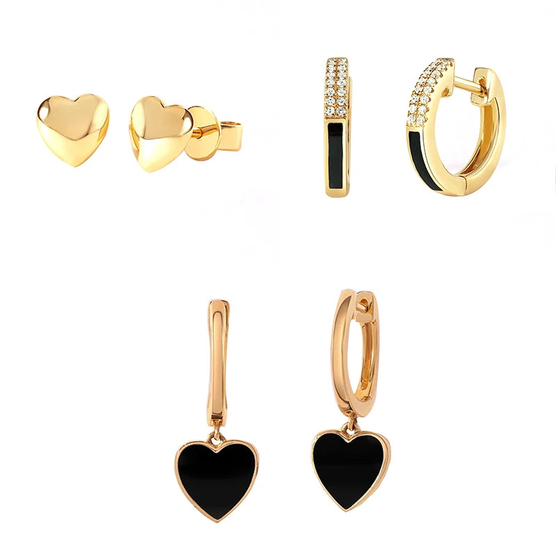 CRMYA Black CZ Zircon Dripping Oil Women's Earrings Set Fashion Gold color Earring Accessories For Women 2025 Jewelry Wholesale