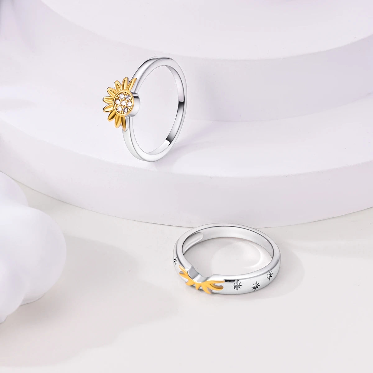 Silver Plated Women Luxury Stackable Ring Real Infinite Flower Daisy Fine Jewelry Rings For Engagement Weddling Party