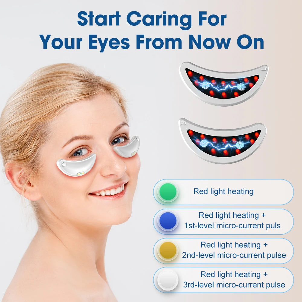 Electric Portable Ems Red Light Therapy Massage Led Eye Patch With Microcurrent Eye Care Device Anti-aging Dark Circles Remover