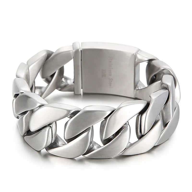 24/25/26mm Thick Link Chains Cuban Bracelets For Men Puk Stainless Steel Material Big Wide Fashion Hand Jewelry Party Gifts