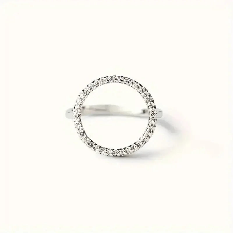 2025 New European and American Hollowed Out Circular Ring with Women's Micro Inlaid Zircon Simple and Fashionable Accessory