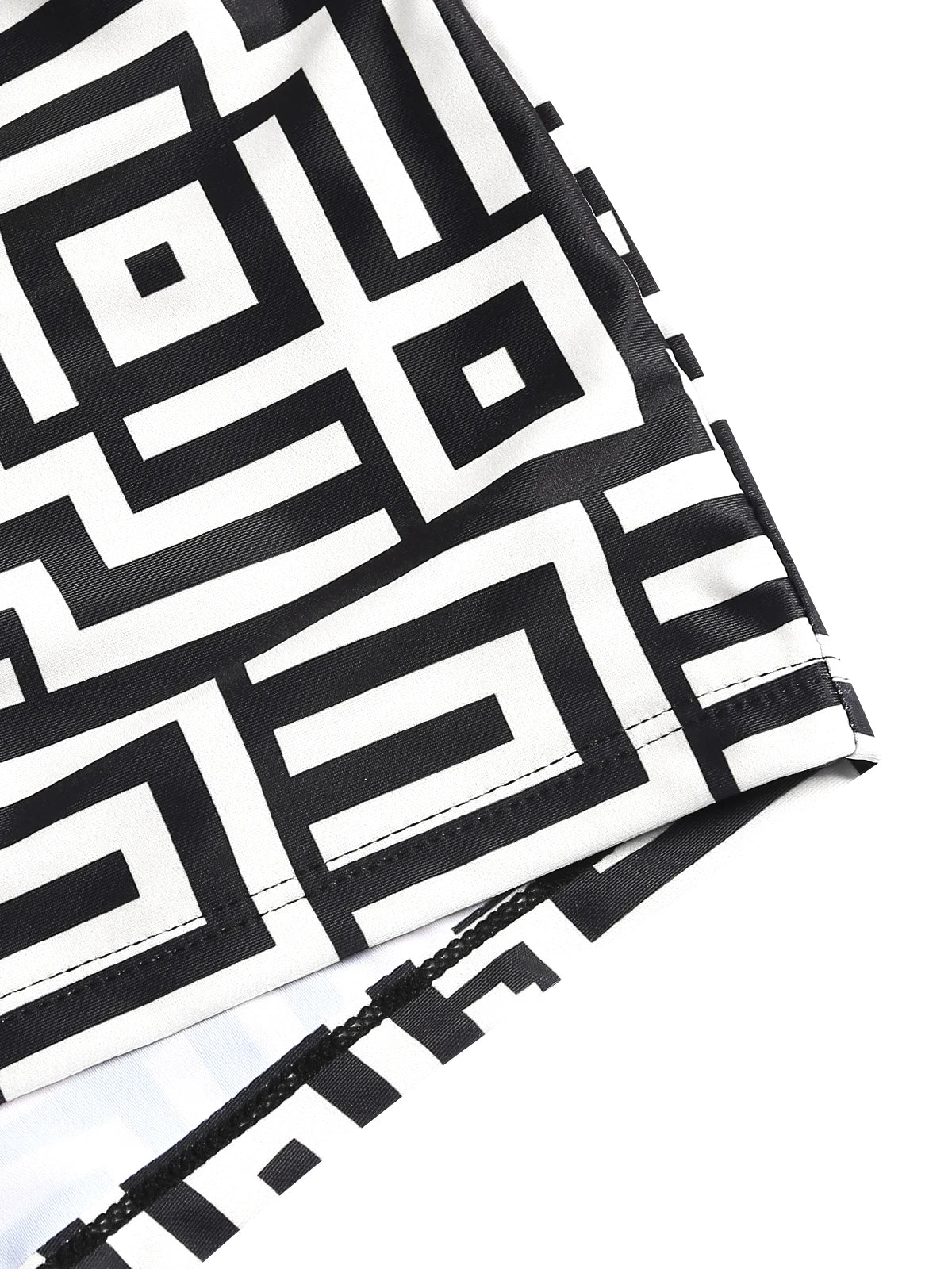 Women's Beach Summer Geometric Print Three-Piece Swimsuit Set with Long Sleeve Beach Cover-Up, Polyester Knit Fabric with Elasta