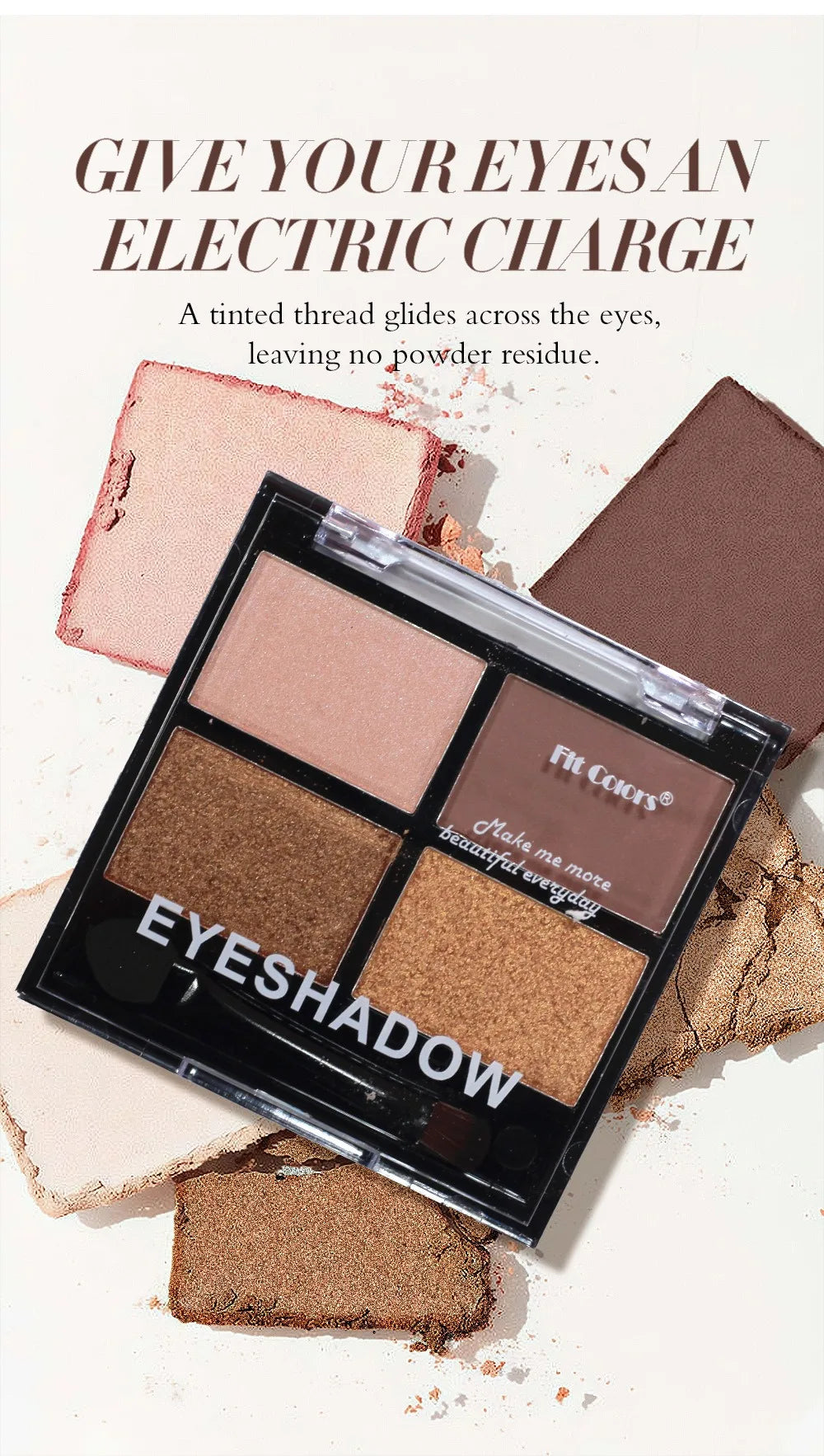 4-Color Smoky Gray Eye Shadow Palette Pearly Matte Earth Color Eyeshadow Pallete Shiny Sequins Eye Pigments Lasting Makeup