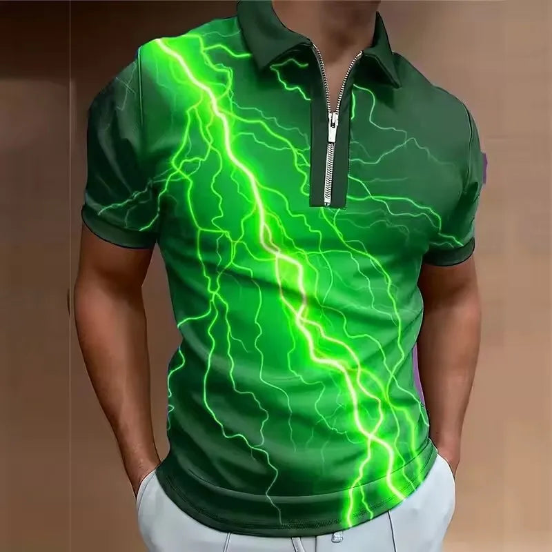 Fashion Lightning Pattern Men's Polos T-Shirts 6XL Plus Size Short Sleeve 3D Printed Street Hip Hop POLO Tee Summer Casual Tops