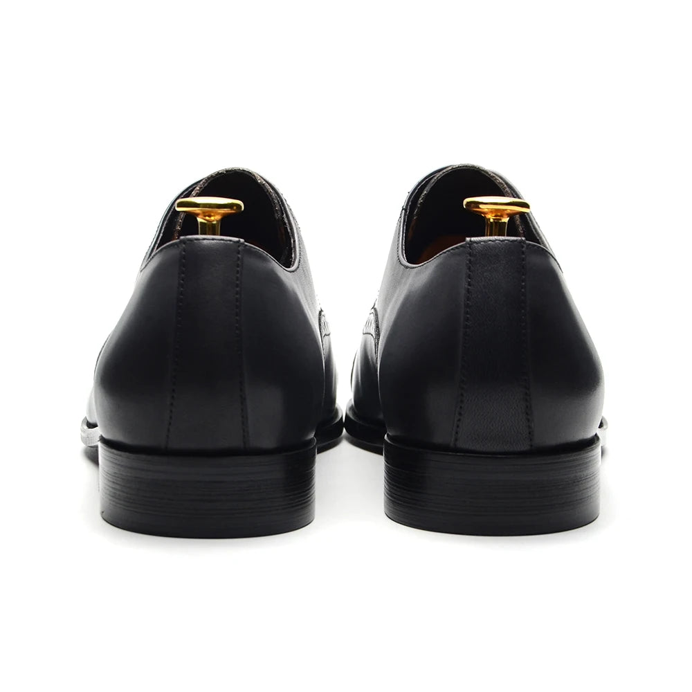 Italian Mens Dress Shoes Genuine Leather Cap Toe Oxfords Lace-up Black Brown Wedding Business Office Brogue Formal Shoes for Men