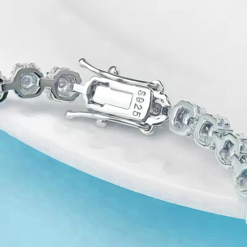 BXINY Flower Full Moissanite Tennis Bracelets 925 Sterling Silver D Color Lab Diamond for Women Hand Chain Gift Fine Jewelry GRA