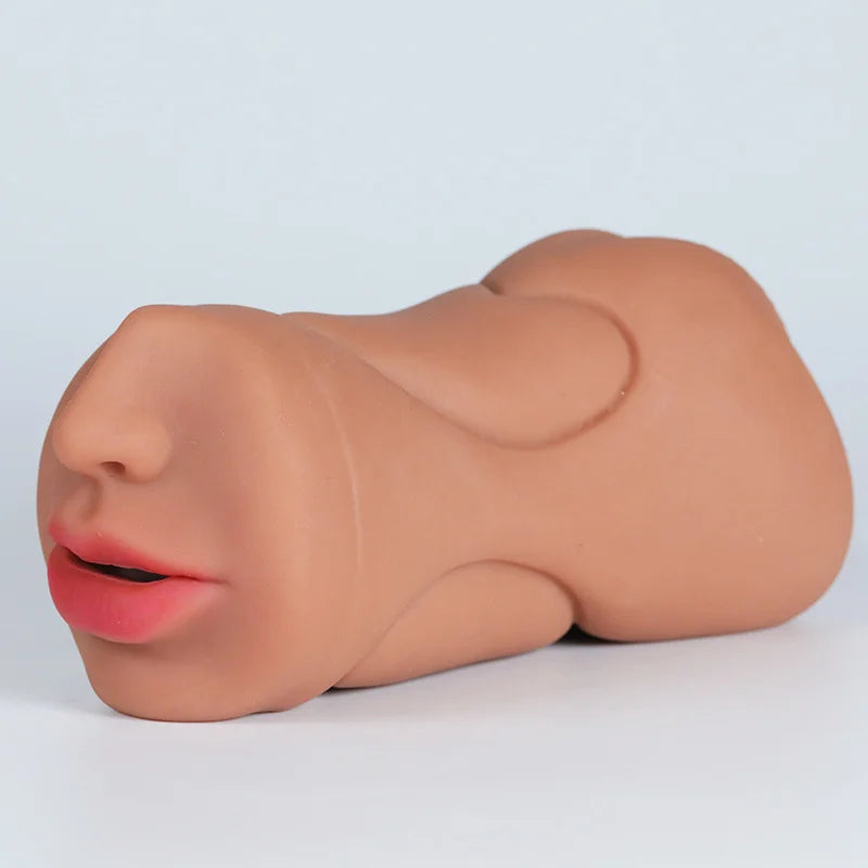 3-in-1 Male Masturbator - Deep Throat + Artificial Real Pussy + Realistic Rubber Vagina, Oral Blowjob Toy