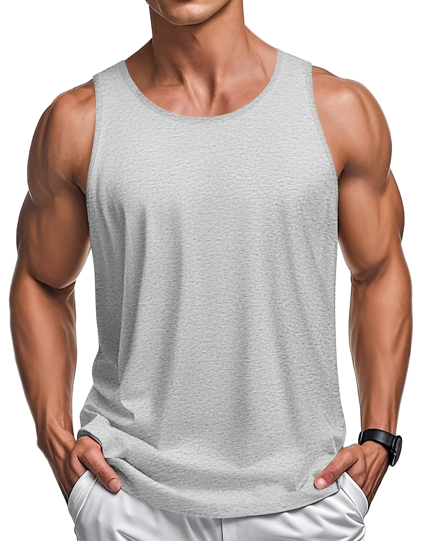 MAGCOMSEN Men's Tank Tops Cotton Sweat-wicking Breathable Muscle Sports Sleeveless Shirt Gym Exercise Outdoor Sports and Beach