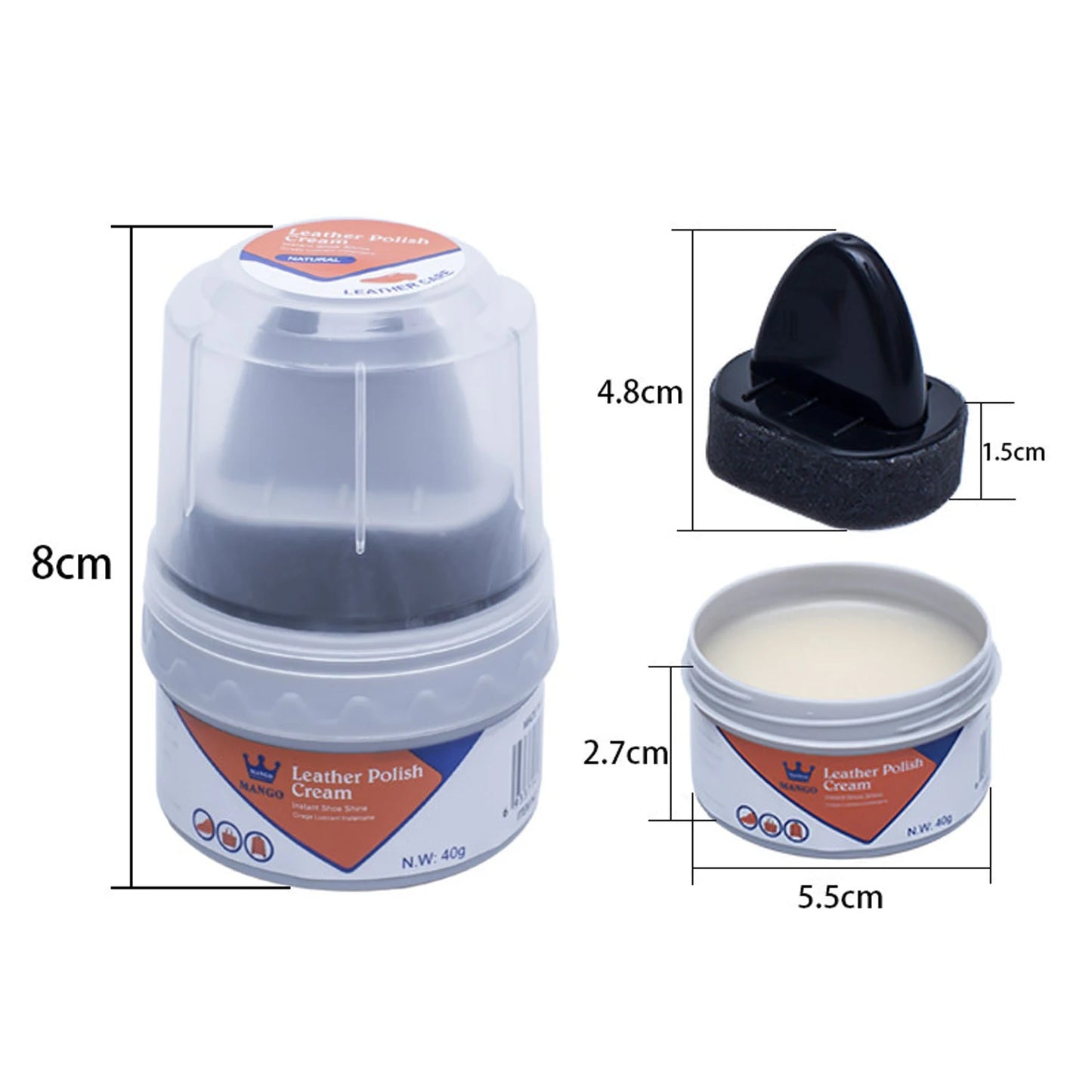 Leather Shoes Care Kit with Sponge Shoe Brush Shoe Cleaning Kit including Shoe Polish Cream for Leather Shoes Bags Maintenance