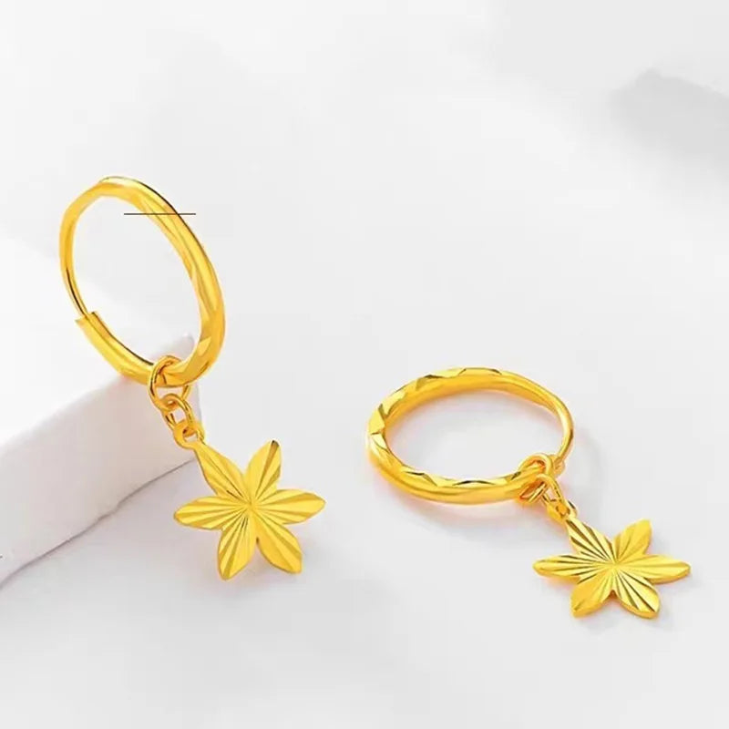 Real Gold Color Star Smart Earrings Real K Gold Earrings Fine Jewelry Engagement Wedding Birthday Party Gifts Not Fade