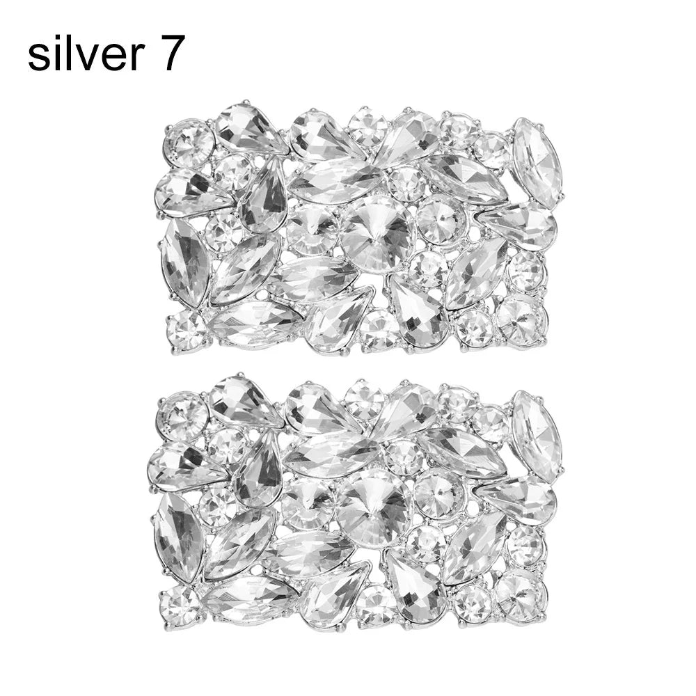 1Pair Detachable Shoes Decorations Shiny Crystal Shoes Clip Charm Buckle Rhinestone Brooch Women Bag Pendant Bride Accessories
