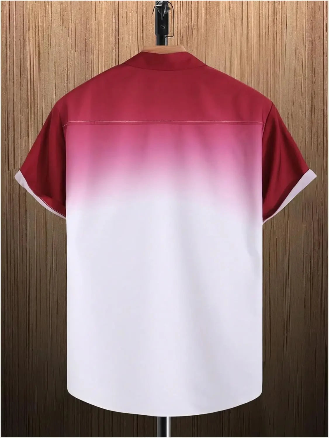 Men Shirt Ombre Gradient Short Sleeve Button Down Shirt Casual Lightweight Summer Style