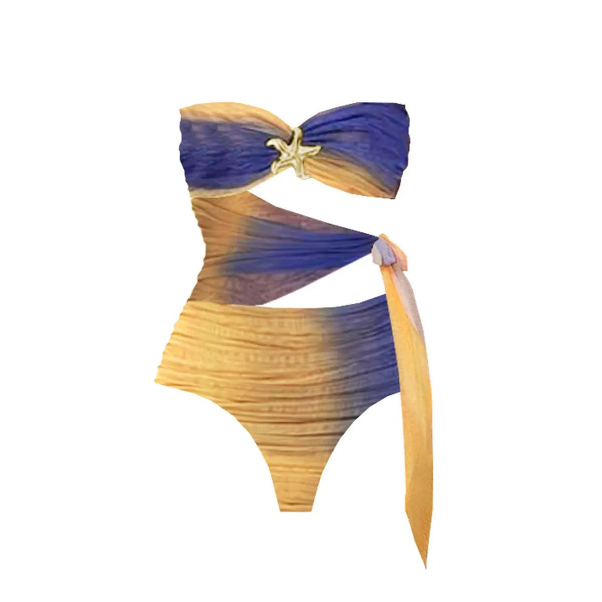 Bandage Swimwear with Skirt Slit Skirt Gradient Swimsuit Long Skirt Suit Swimsuits Women Bathing Suits Summer Beachwear Biquini