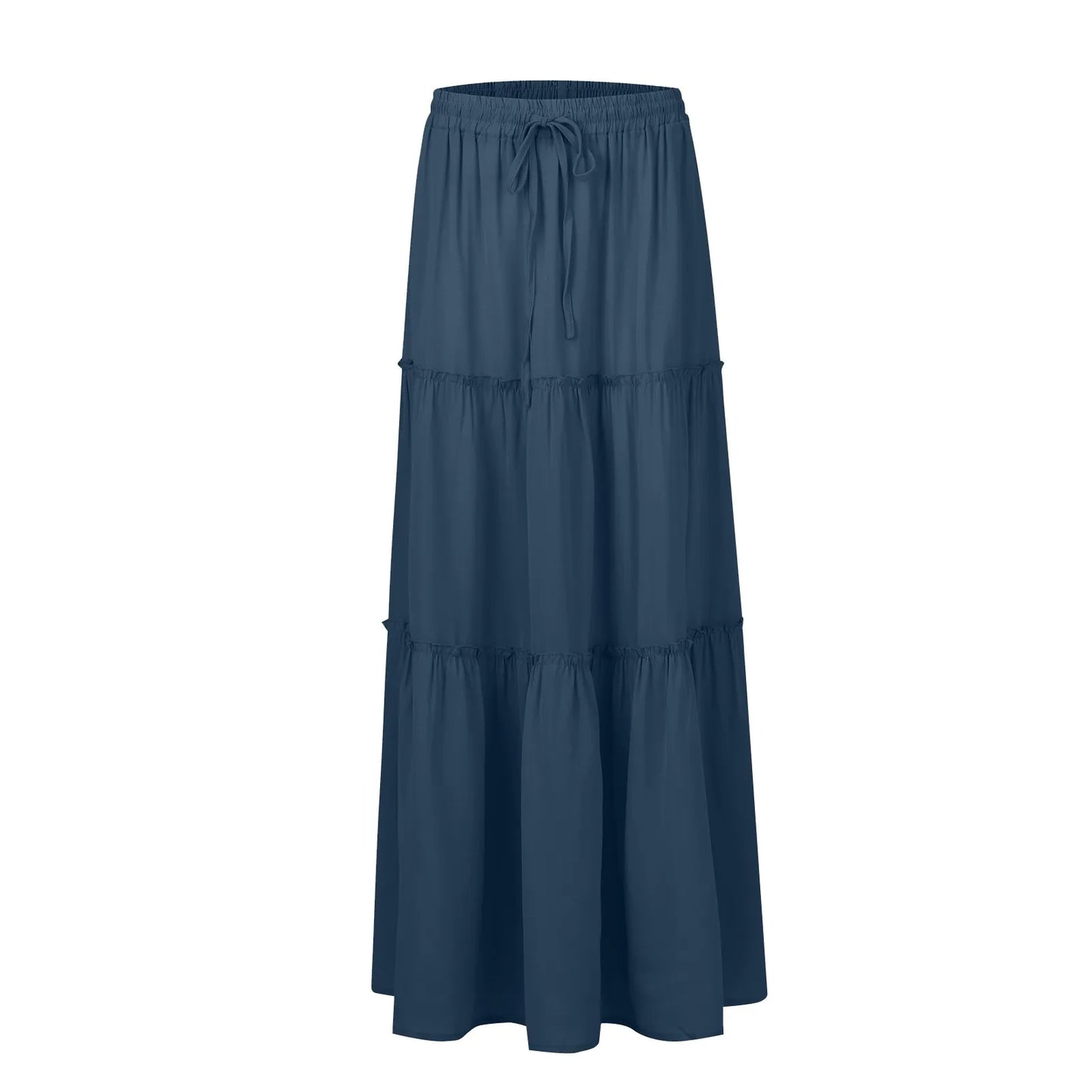 Women long skirt Fashion Solid Color Long Skirts Elastic Waist faldas Loose Casual High Waist saia Versatile Half-Body Dress