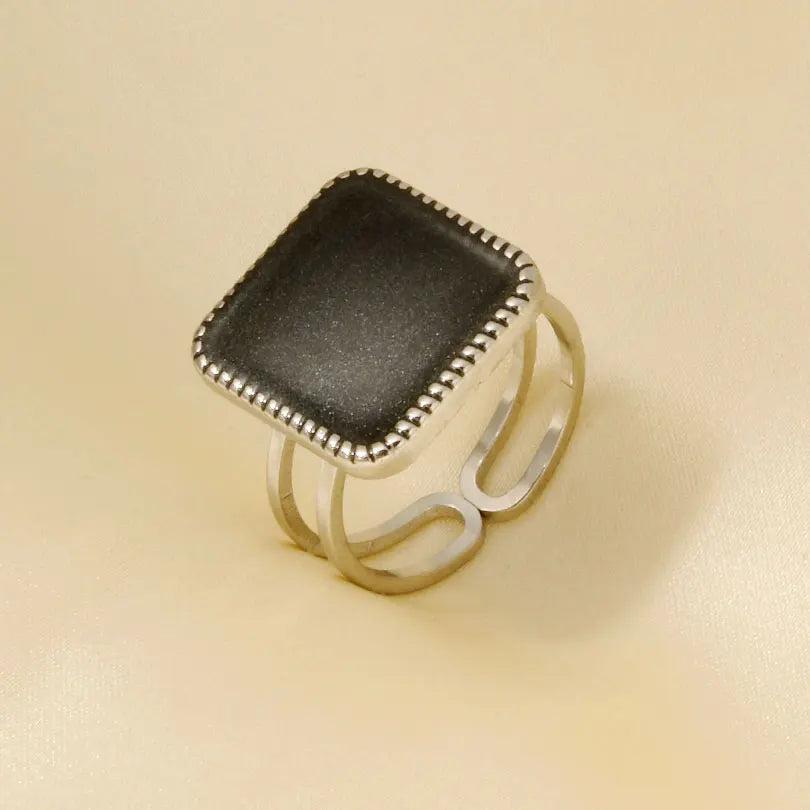 Elegant Ring Enamel Stainless Steel Rings For Women Men Accessories Flower Plant Jewelry Open Adjustable Real Gold Plated Bagues