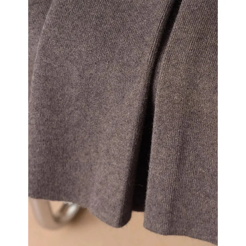 Women Knitted Skirt 2025 Autumn Winter New Loose Oversized Button Elastic Skirts Female Knitt Skirt Warm Women's Clothing