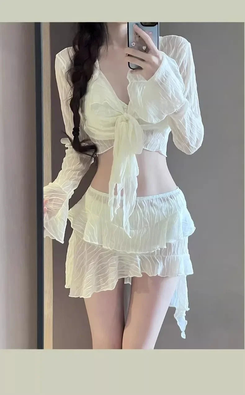 Sexy Bikini Swimsuit Women's Conservative Slimming Cover-Up Separate Swimwear Four-Piece Set Beach Vacation Hot Spring Swimming