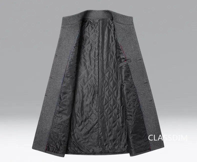 Men Long Trench Coats Cashmere Winter Jackets Wool Blends New Autumn Winter Coats Male Business Casual Trench Coats Size 4XL