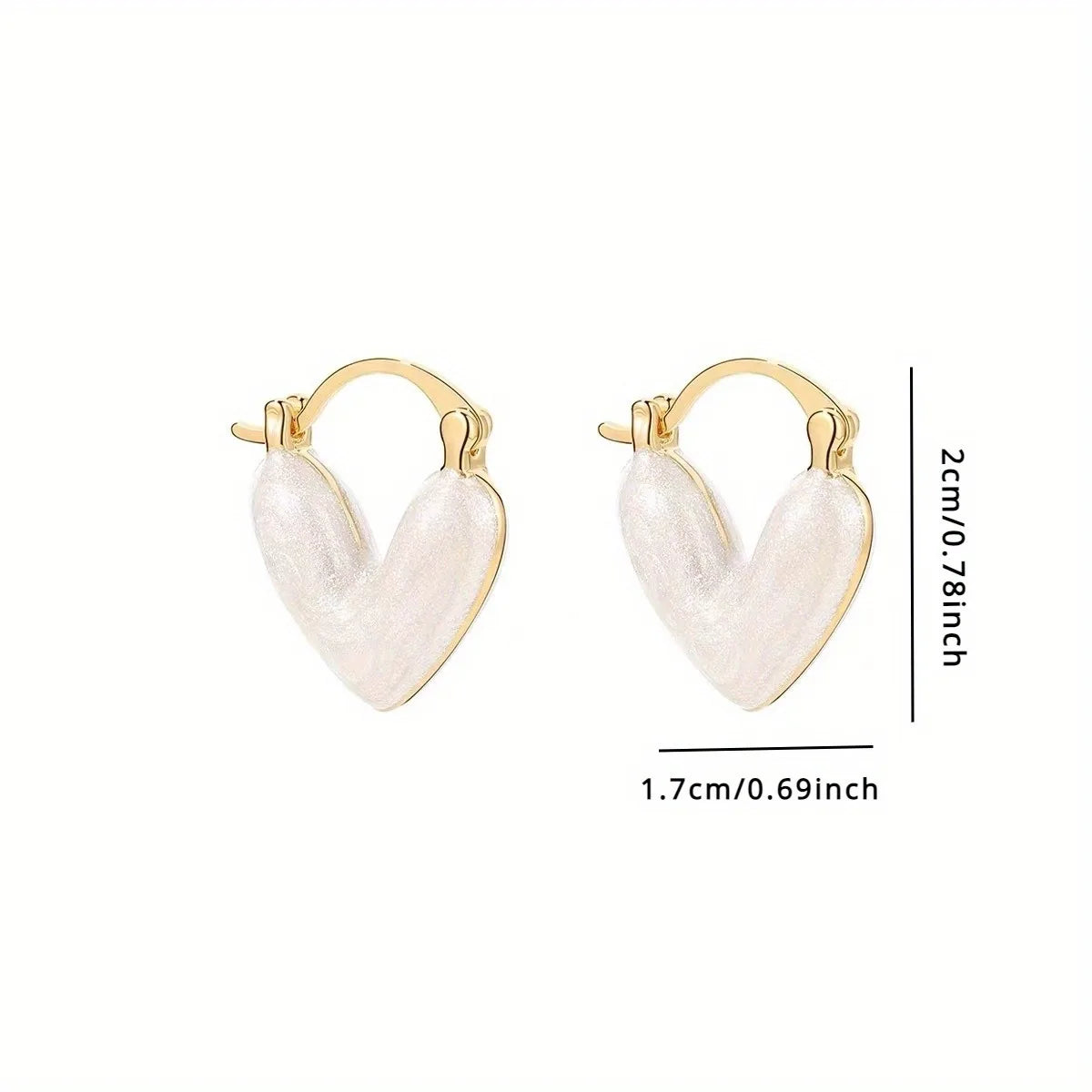 2pc Heart Golden Alloy Earrings Drip Glaze Process Imitation Pearl Color Beautiful Women's New Advanced Sense Y2k Unique Sexy