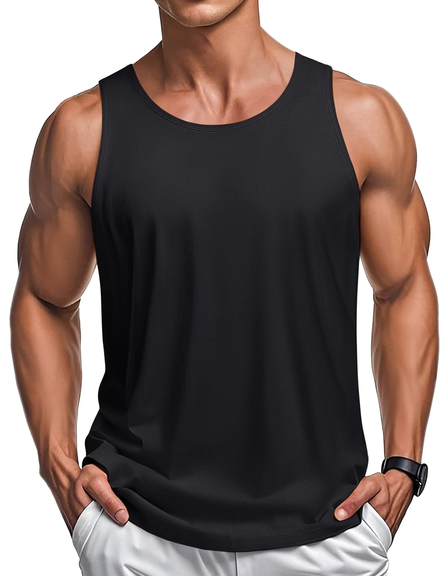 MAGCOMSEN Men's Tank Tops Cotton Sweat-wicking Breathable Muscle Sports Sleeveless Shirt Gym Exercise Outdoor Sports and Beach