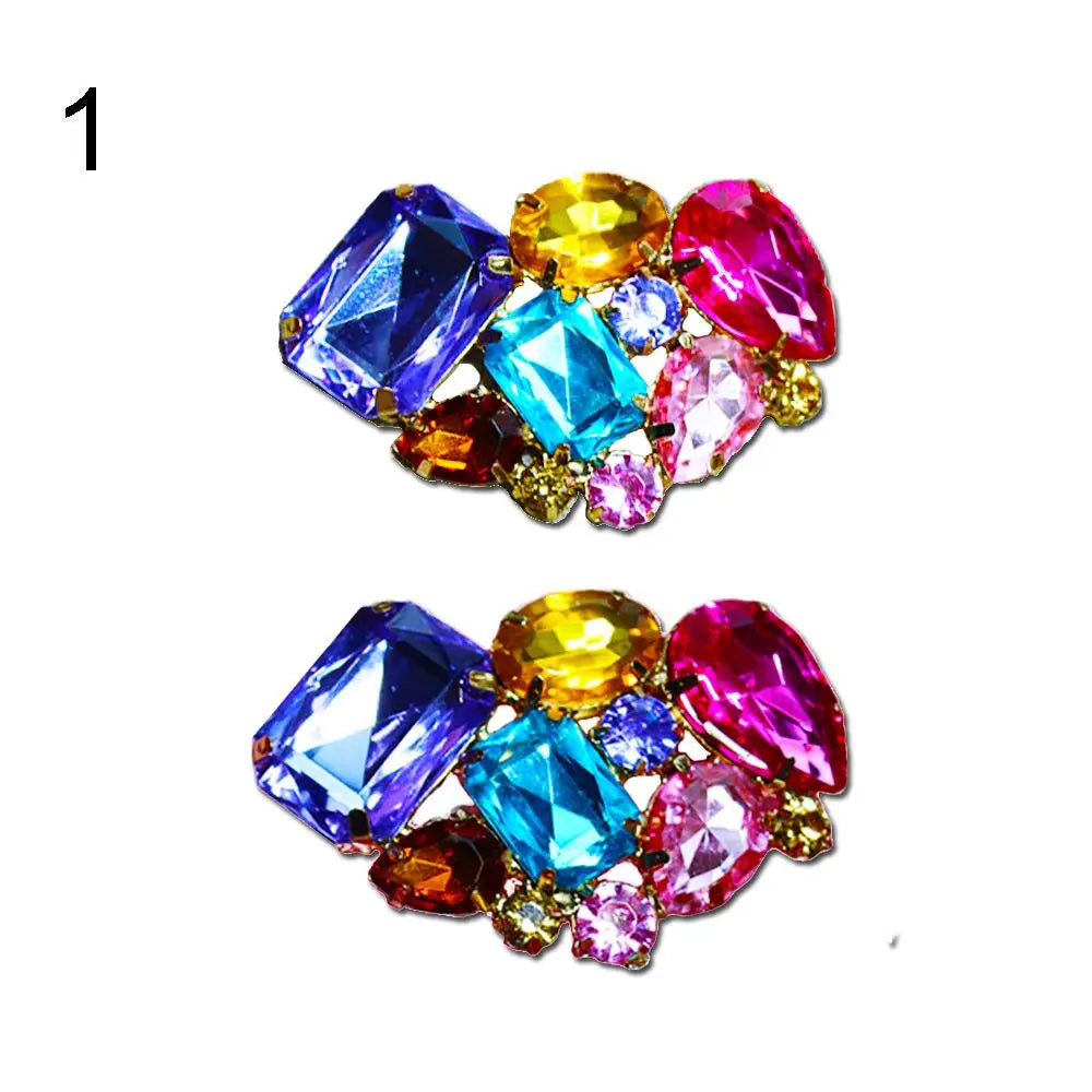 1Pair Detachable Shoes Decorations Shiny Crystal Shoes Clip Charm Buckle Rhinestone Brooch Women Bag Pendant Bride Accessories
