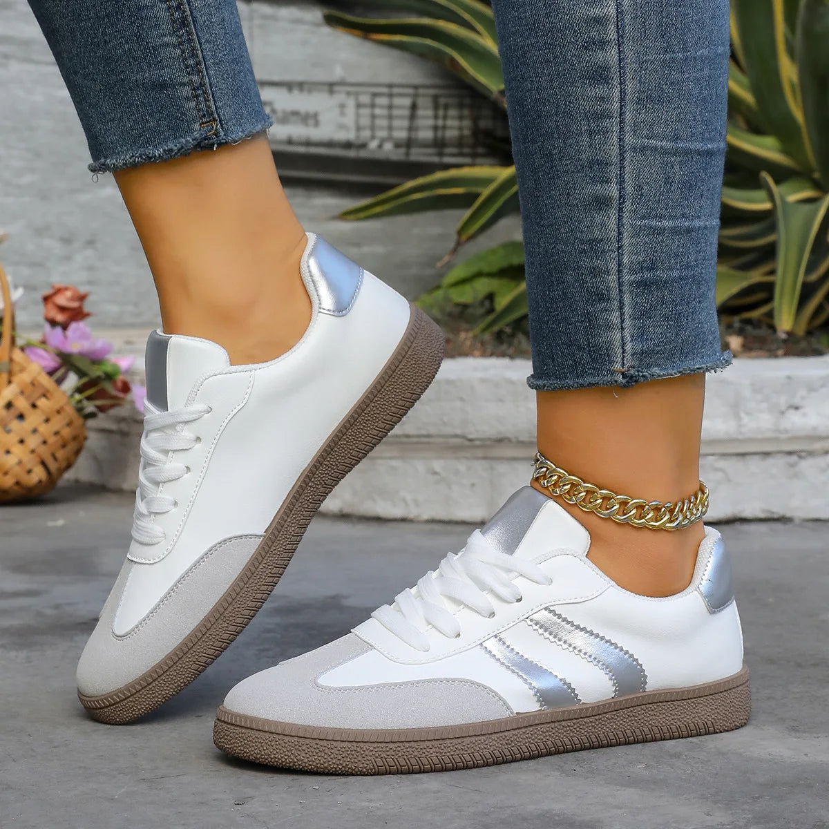 Spring Autumn Platform Sneakers Women Fashion Mixed Colors Lace-Up Sport Shoes Woman Comfortable Non Slip Flat Trainers Female