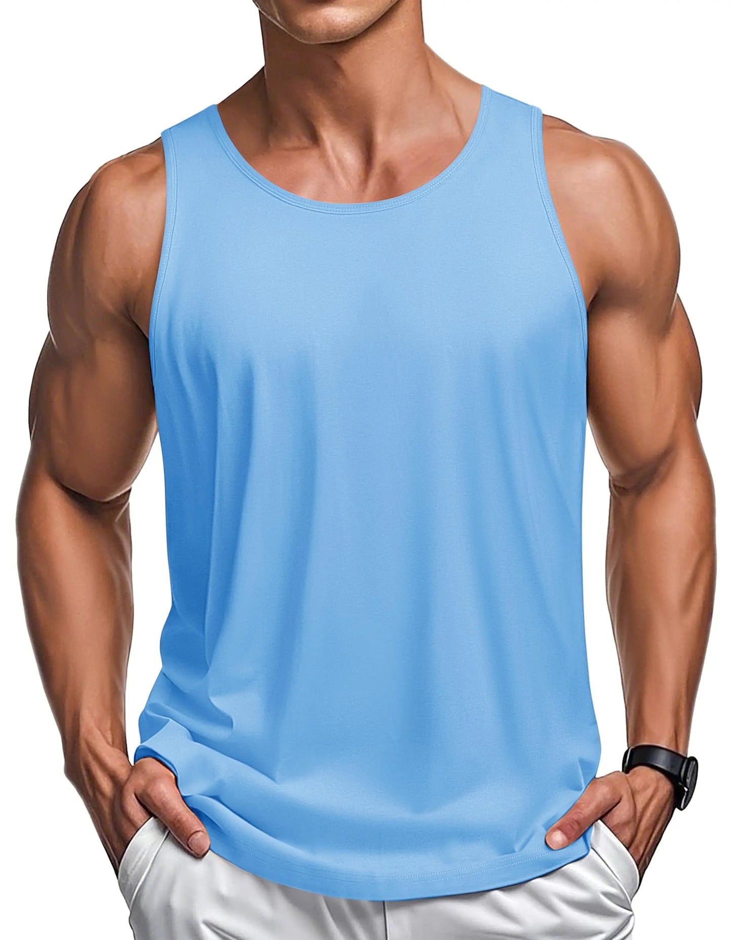 MAGCOMSEN Men's Tank Tops Cotton Sweat-wicking Breathable Muscle Sports Sleeveless Shirt Gym Exercise Outdoor Sports and Beach