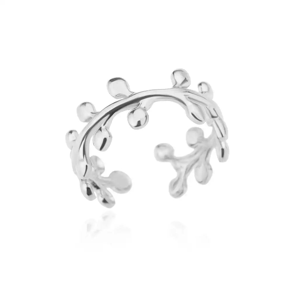 Stainless Steel Twist Chain Adjustable Rings for Women Men Simple Geometric Leave Flower Open Ring Jewelry Female Holiday Gifts