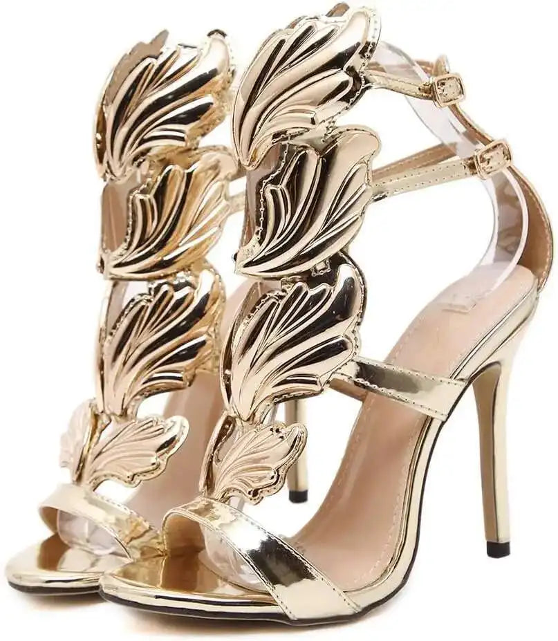 Women Shoes Bowknot Wings Slim Buckle Strap Women's Roman Style Summer Sandals High Heels Large Wedding Formal Sexy Shoe