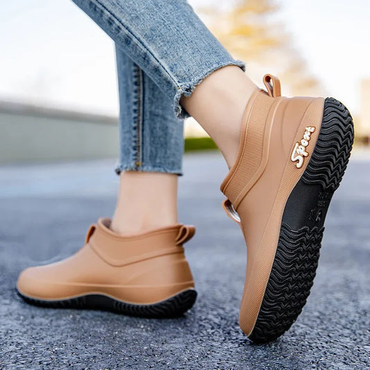 Casual Thick Bottomed Waterproof Outdoor Wear-Resistant Ladies Short Tube Water Shoes Daily Leisure Rain Boots for Women