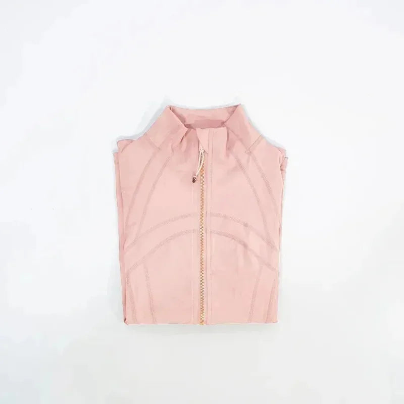 Slimming Zipper Jacket Yoga Collar Lightweight Quick Dry Sporty Thin Rose Gold Evening Summer Outerwear for Active Living
