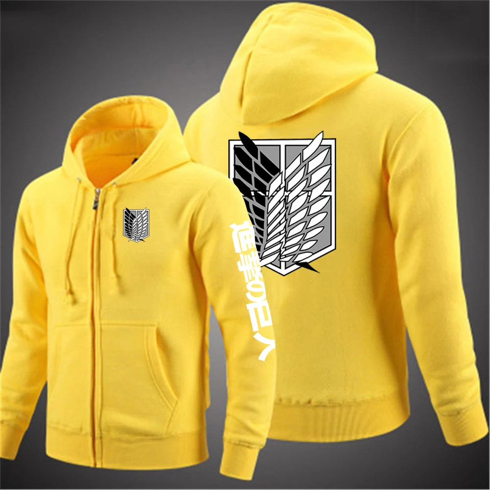 2025 Japanese Anime High Street Jacket Spring And Autumn Man's Popular Zipper Hoodies Attack on Titan Logo Print Cardigan Coat